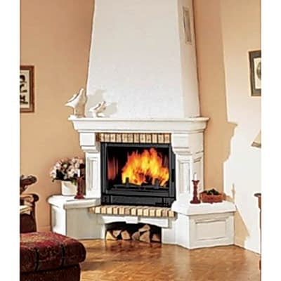 70'lik Limra Taşlı Oturma Gruplu Köşe Tipi Odunlu Şömine