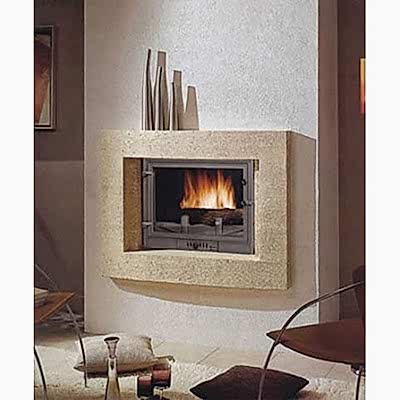 70'lik Naturel Traverten Çerçeveli Klasik Odun Şömine