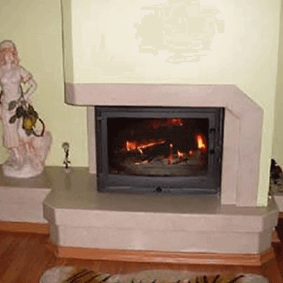 Modern Odunlu Şömine Bej Mermerli