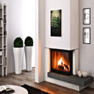 70lik Granit Bazalı Modern Odunlu Şömine