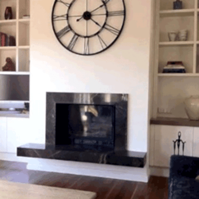 Düz Duvar Granit çerçeve Modern Odunlu Şömine