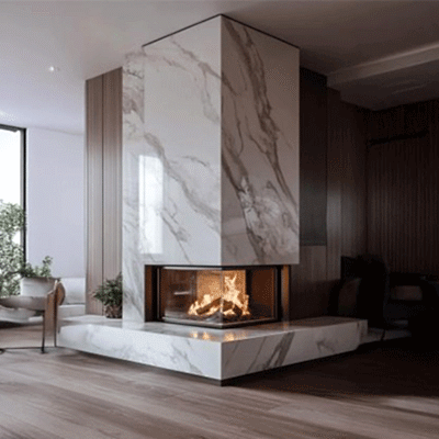 L Tipi Modern Odunlu Şömine Modelleri