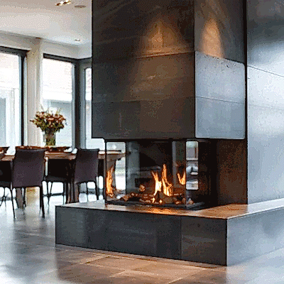 Modern Odunlu Şömine Granit Uygulama