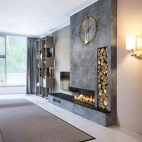 Odunlu L Tipi Sol Tarafı Açık Odunlu Şömine