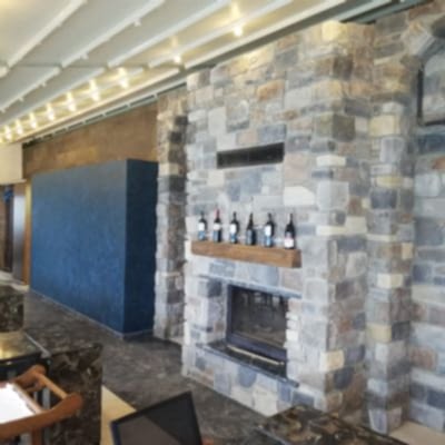 Natürel Gebze Taşlı Ahşap Raflı 90lık Asansörlü Rustik Şömine