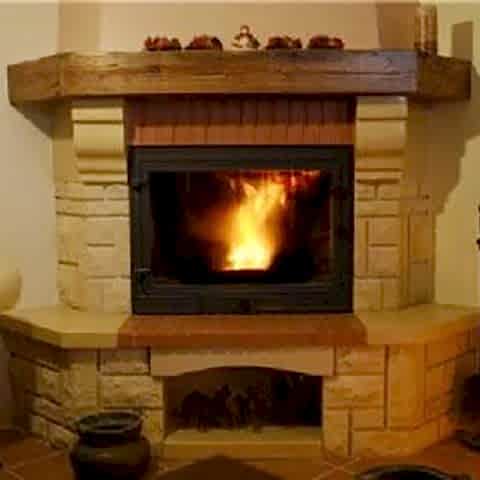 70lik Kandıra Taşlı Ahşap Küpeşteli Rustik Köşe Şömine