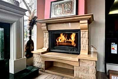 80lik Kandıra Taşından Natürel Gömme Tip Rustik Şömine