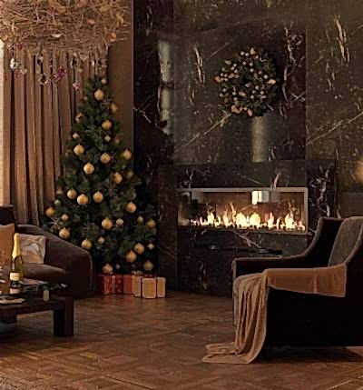 Gazalpin 120 Düz Ekran Modern Mermer Giydirmeli Şömine