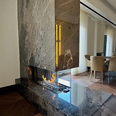 Gazalpin 90 Tünel Mermer Giydirmeli Modern Şömine