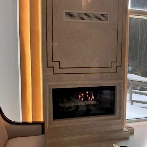 Gazalpin 120H Düz Ekran Özel Mermer Tasarım Şömine