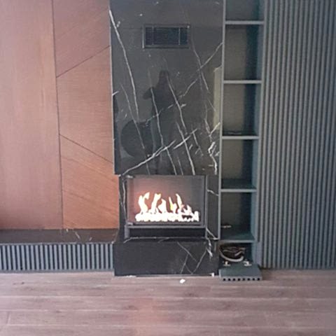 Gazalpin 70 Sol Açık Siyah Mermer Giydirmeli Modern Şömine