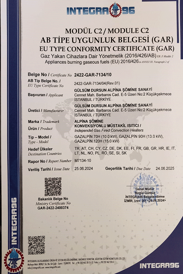 GazAlpin Modül C Sertifikası